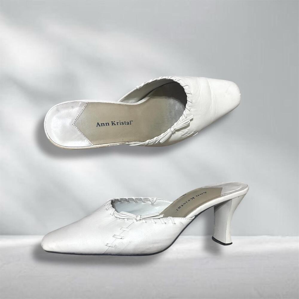 Y2k white leather square toe